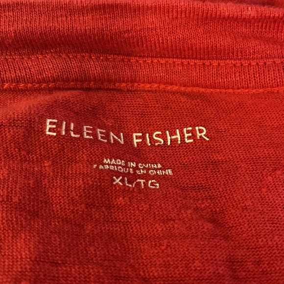 Eileen Fisher Red Organic Linen V-Neck Top Shirt 3/4 Sleeves R171ZO Size XL VGC - Picture 4 of 4